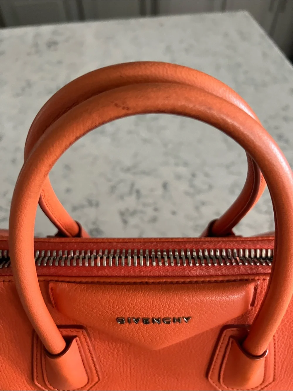 Givenchy Antigona Bag Orange Leather with Silver Hardware
